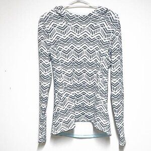 Bally Total Fitness Hooded Running Jacket Womens ZigZag Geometric Print Sz S